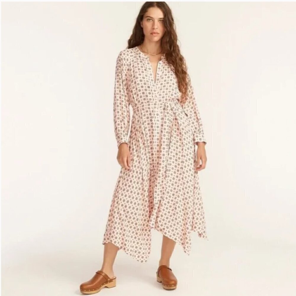 J. Crew Handkerchief Hem Midi Shirtdress in Medallion Print